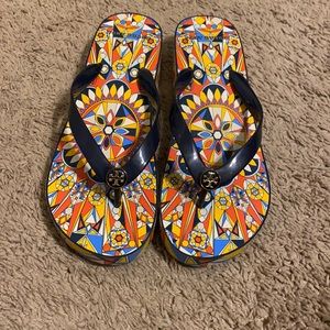 Tory Burch Psychedelic flip flop wedge
